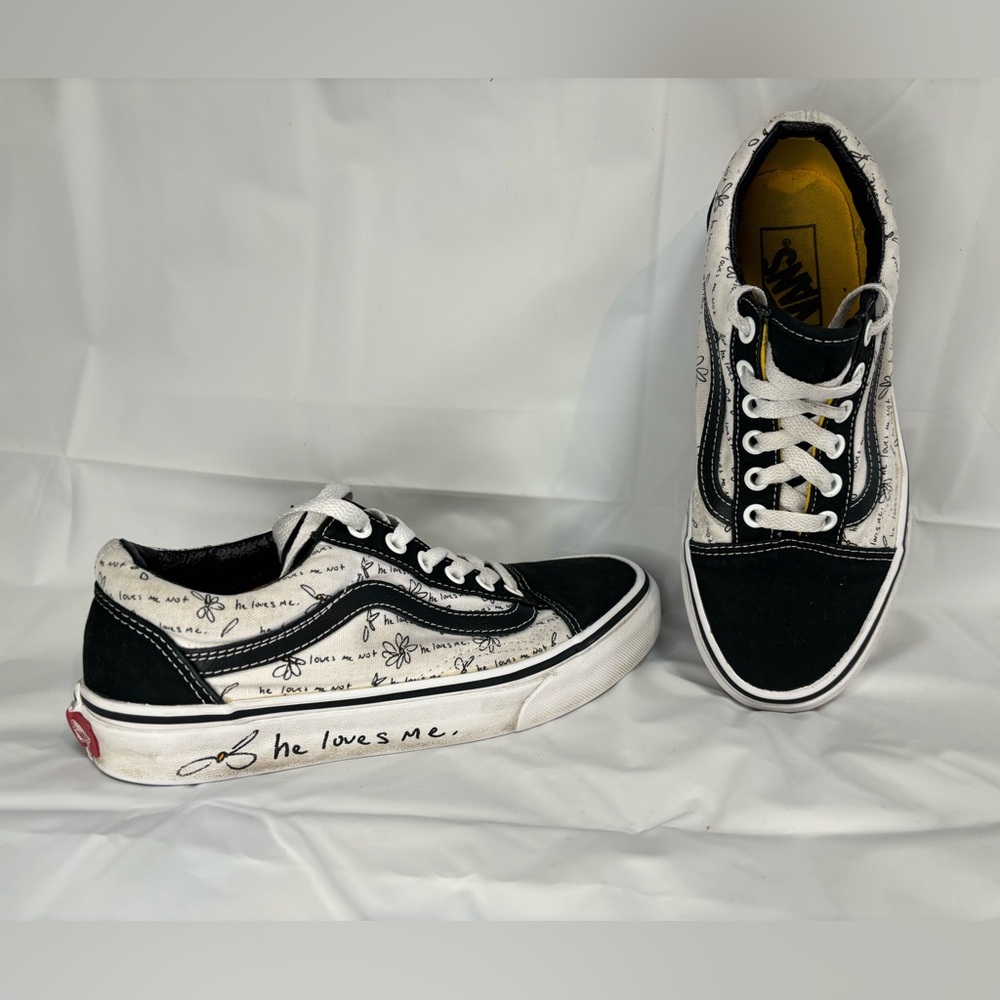 Vans Old Skool He Loves Me He Loves Me Not Size Women’s 6.5 Men’s 5 Shoes Black